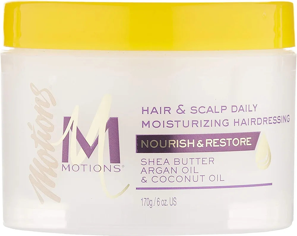 Motions Hair & Scalp daily moisturizing hairdressing shea butter,argan oil & coconut oil