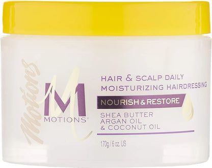 Motions Hair & Scalp daily moisturizing hairdressing  shea butter,argan oil & coconut oil