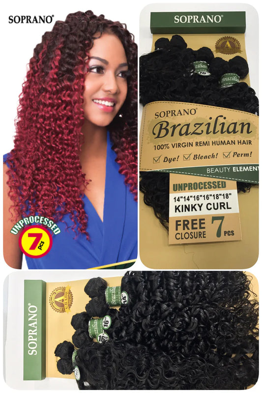 SOPRANO BRAZILIAN REMI VIRGIN BUNDLE 100% HUMAN HAIR "DEEP "NATURAL