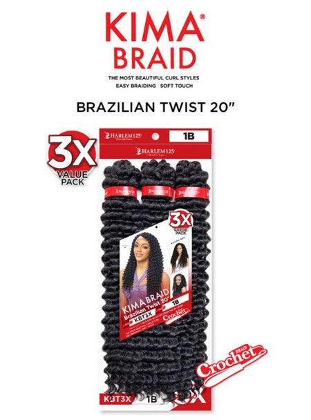 HARLEM125 KIMA BRAID BRAZILIAN TWIST 20" KBT3X,  3X VALUE PACK